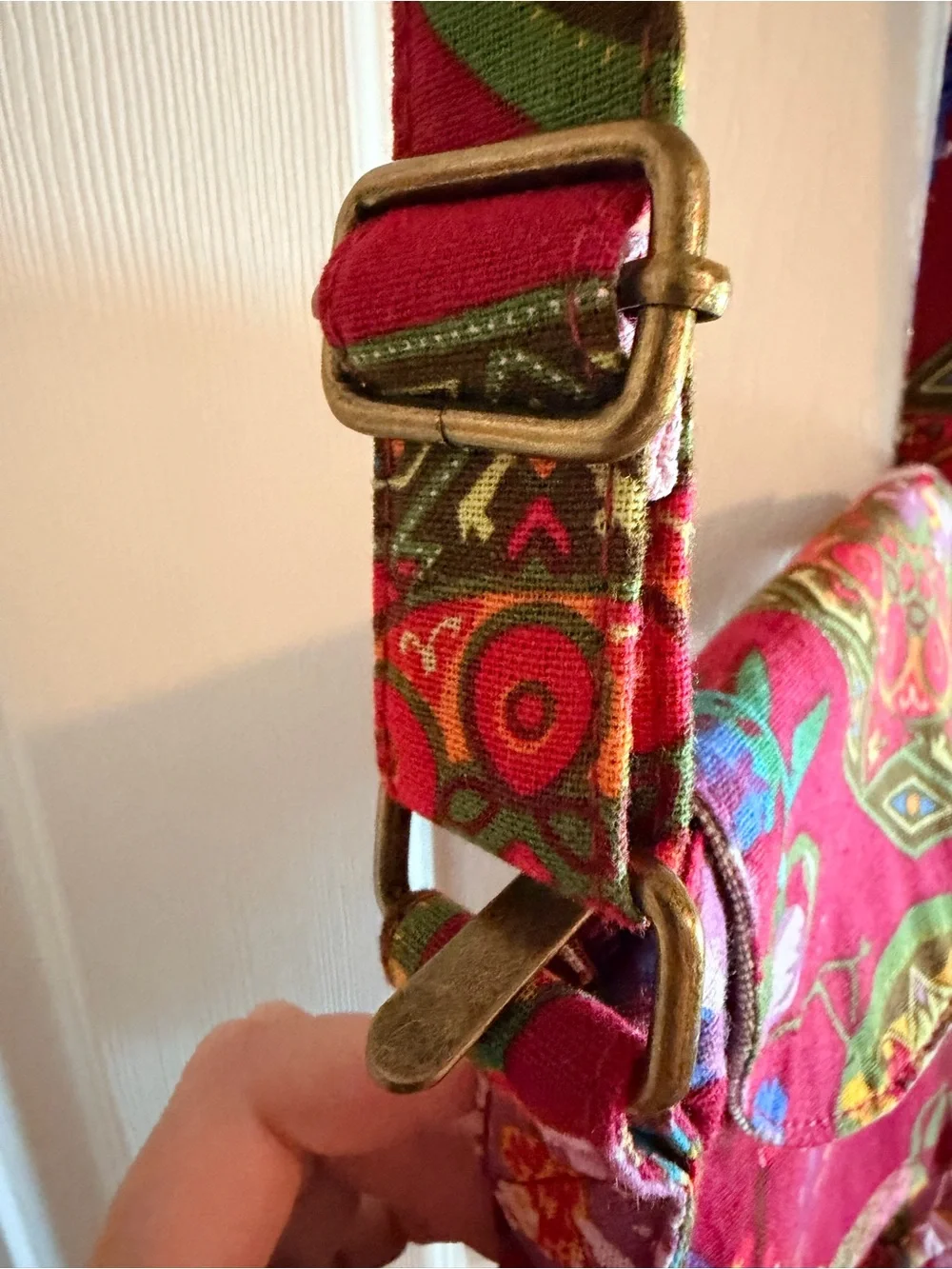 Floral Burgundy Crossbody Bag with Adjustable Strap